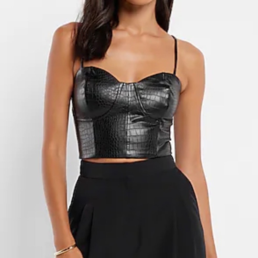 Faux leather crop tank
